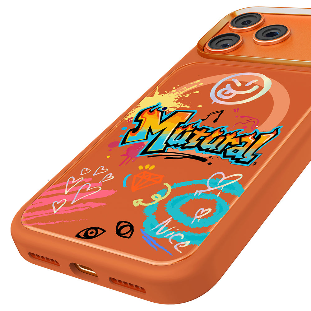 iPhone 17 Pro Max Kılıf M-safe Şarj Özellikli 3D Baskılı Tasarım Mutural Graffiti Serisi Kılıf