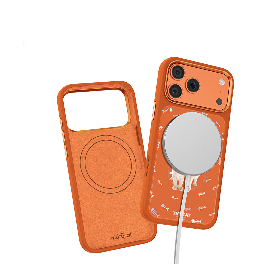 iPhone 17 Pro Max Kılıf M-safe Şarj Özellikli 3D Baskılı Tasarım Mutural The Cat Serisi Kılıf