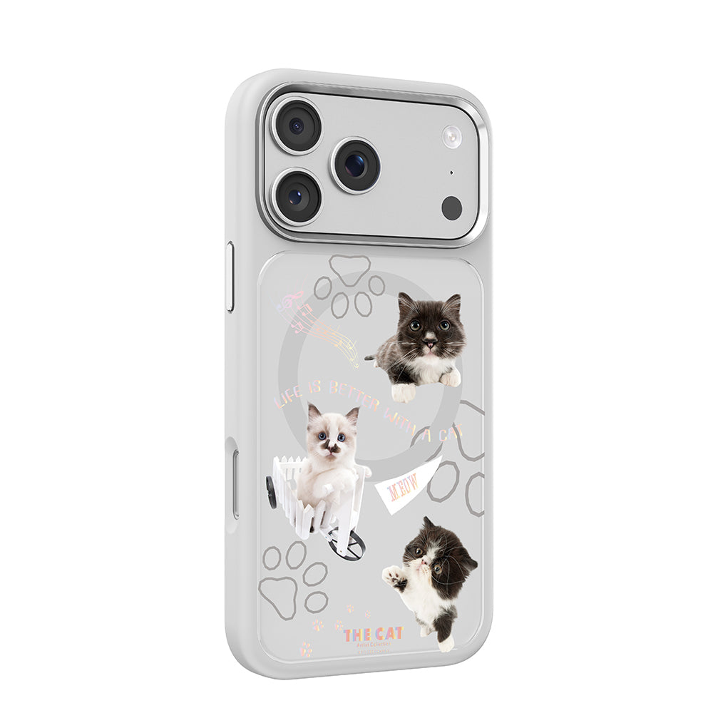 iPhone 17 Pro Max Kılıf M-safe Şarj Özellikli 3D Baskılı Tasarım Mutural The Cat Serisi Kılıf