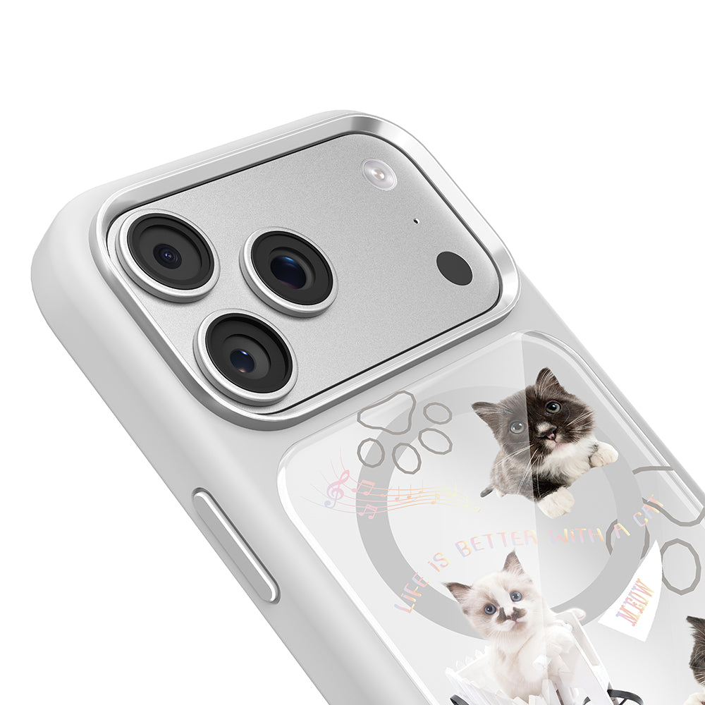iPhone 17 Pro Max Kılıf M-safe Şarj Özellikli 3D Baskılı Tasarım Mutural The Cat Serisi Kılıf
