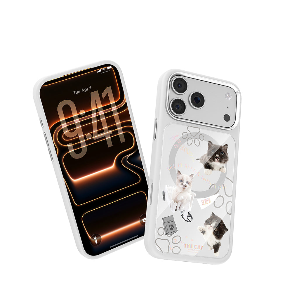iPhone 17 Pro Max Kılıf M-safe Şarj Özellikli 3D Baskılı Tasarım Mutural The Cat Serisi Kılıf