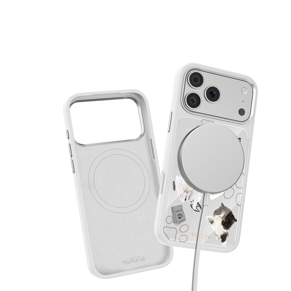 iPhone 17 Pro Max Kılıf M-safe Şarj Özellikli 3D Baskılı Tasarım Mutural The Cat Serisi Kılıf