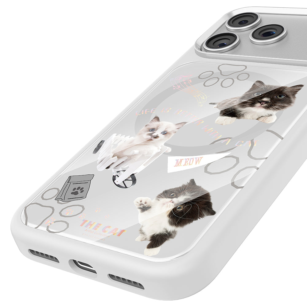 iPhone 17 Pro Max Kılıf M-safe Şarj Özellikli 3D Baskılı Tasarım Mutural The Cat Serisi Kılıf