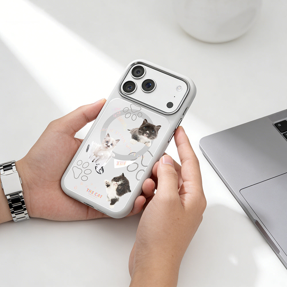 iPhone 17 Pro Max Kılıf M-safe Şarj Özellikli 3D Baskılı Tasarım Mutural The Cat Serisi Kılıf