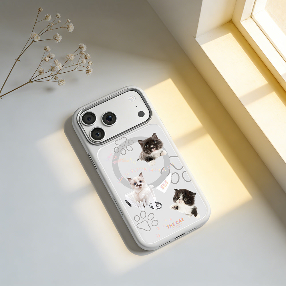 iPhone 17 Pro Max Kılıf M-safe Şarj Özellikli 3D Baskılı Tasarım Mutural The Cat Serisi Kılıf