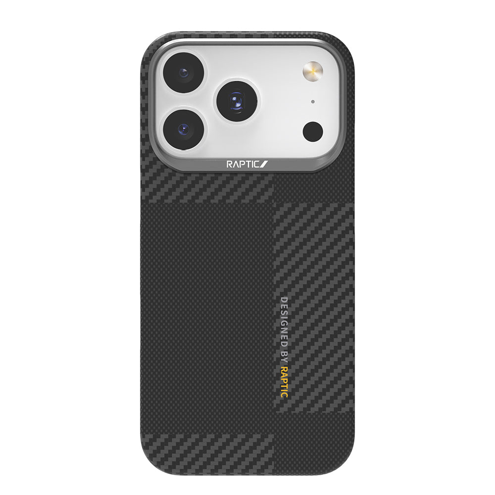iPhone 17 Pro Max Kılıf M-safe Şarj Özellikli 600D Metal Kamera Çerçeveli Raptic Aramid Karbon Fiber Geotik Serisi Kılıf