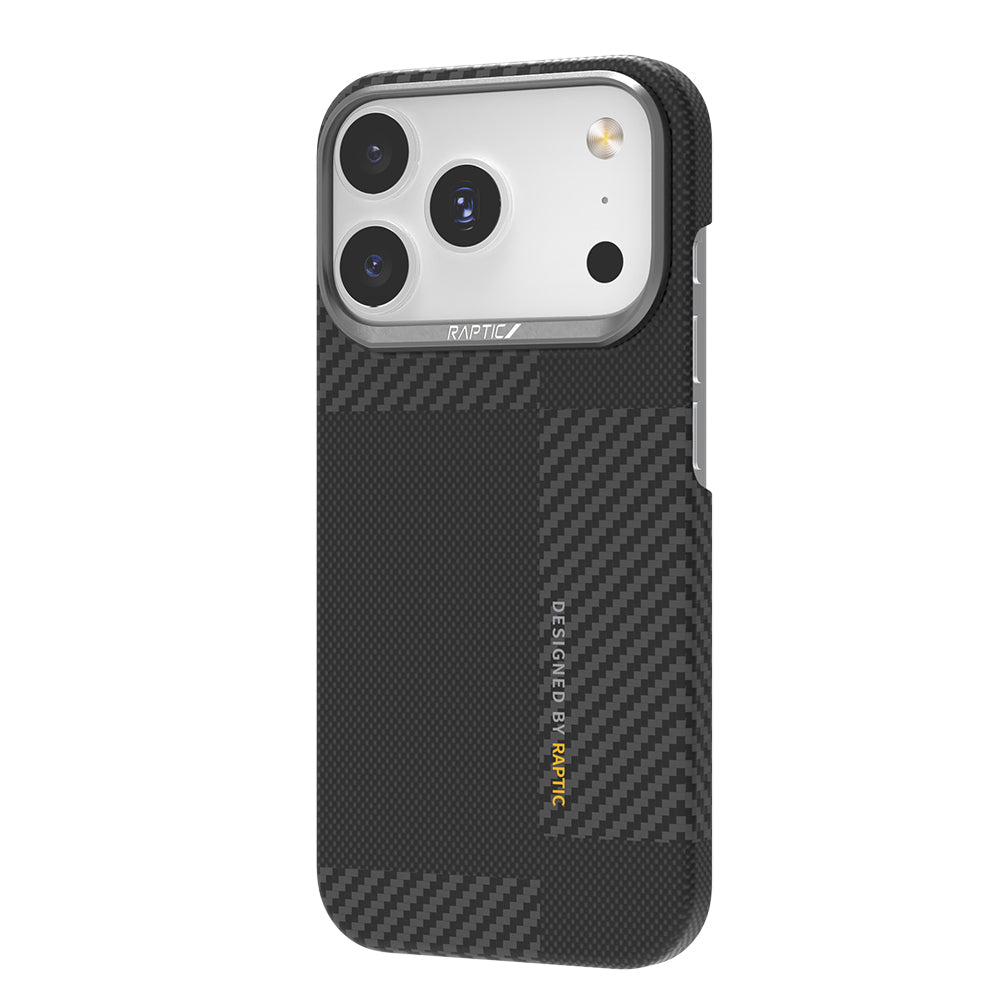 iPhone 17 Pro Max Kılıf M-safe Şarj Özellikli 600D Metal Kamera Çerçeveli Raptic Aramid Karbon Fiber Geotik Serisi Kılıf
