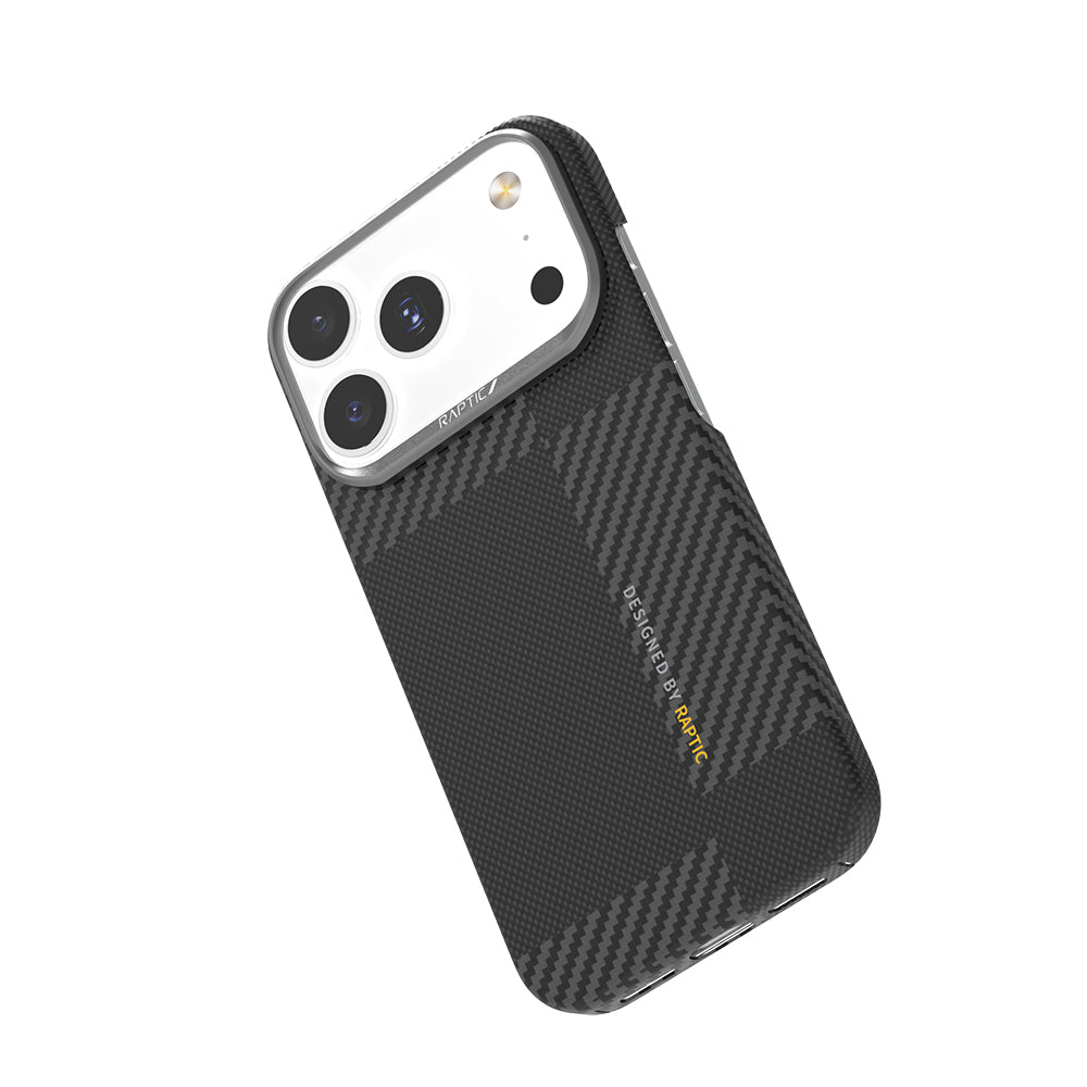 iPhone 17 Pro Max Kılıf M-safe Şarj Özellikli 600D Metal Kamera Çerçeveli Raptic Aramid Karbon Fiber Geotik Serisi Kılıf