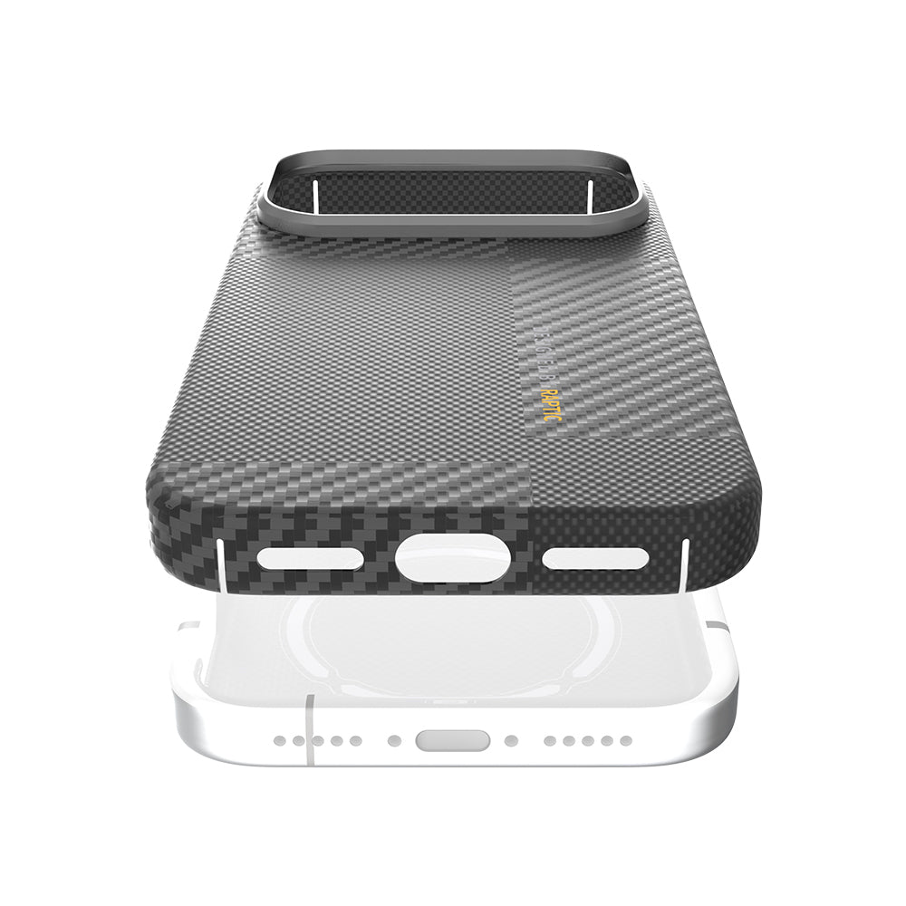 iPhone 17 Pro Max Kılıf M-safe Şarj Özellikli 600D Metal Kamera Çerçeveli Raptic Aramid Karbon Fiber Geotik Serisi Kılıf