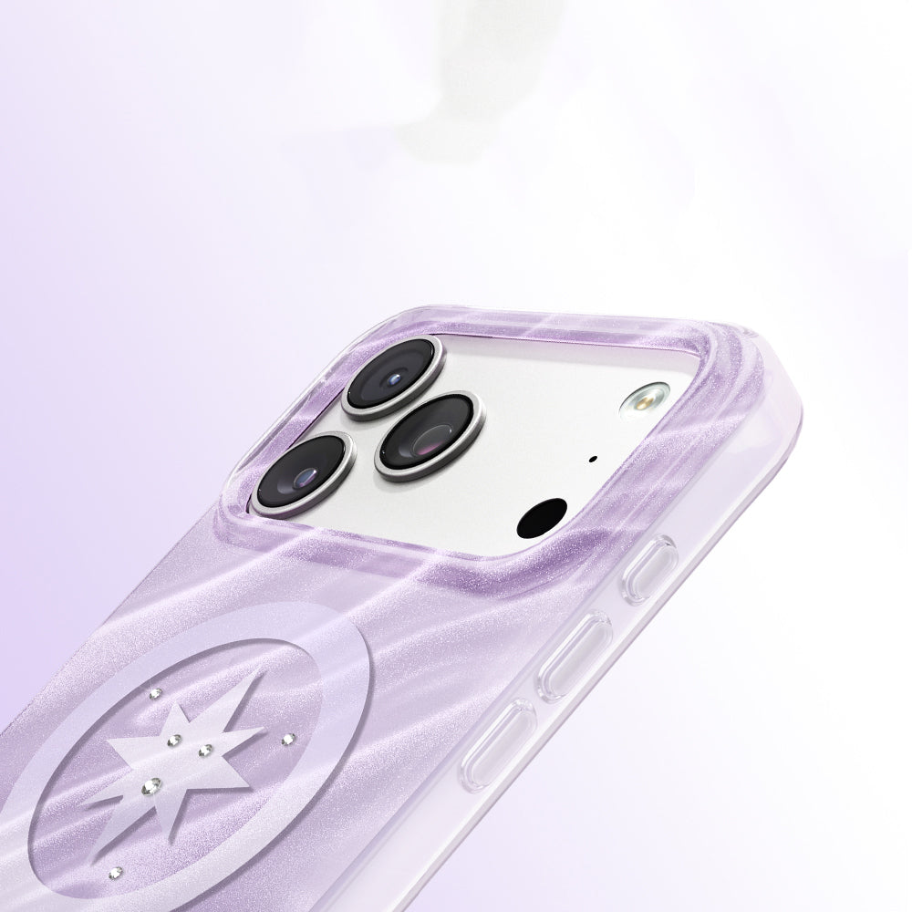 iPhone 17 Pro Max Kılıf M-Safe Şarj Özellikli Orijinal Swarovski Taşlı Zore Paris Rovix Sert PC Kılıf