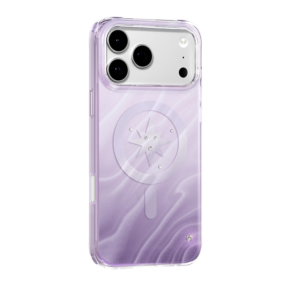 iPhone 17 Pro Max Kılıf M-Safe Şarj Özellikli Orijinal Swarovski Taşlı Zore Paris Rovix Sert PC Kılıf