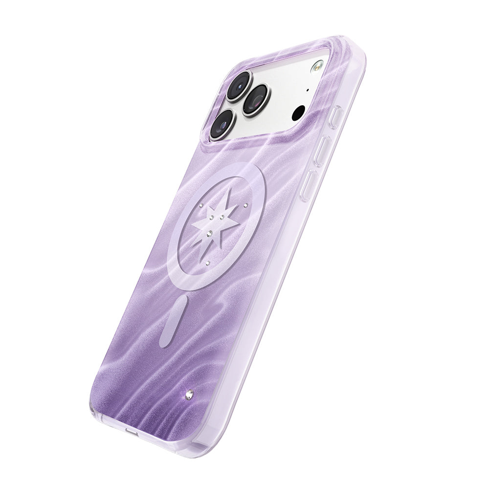 iPhone 17 Pro Max Kılıf M-Safe Şarj Özellikli Orijinal Swarovski Taşlı Zore Paris Rovix Sert PC Kılıf