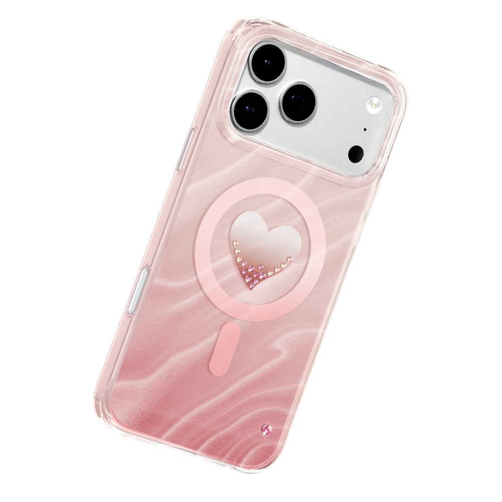 iPhone 17 Pro Max Kılıf M-Safe Şarj Özellikli Orijinal Swarovski Taşlı Zore Paris Rovix Sert PC Kılıf