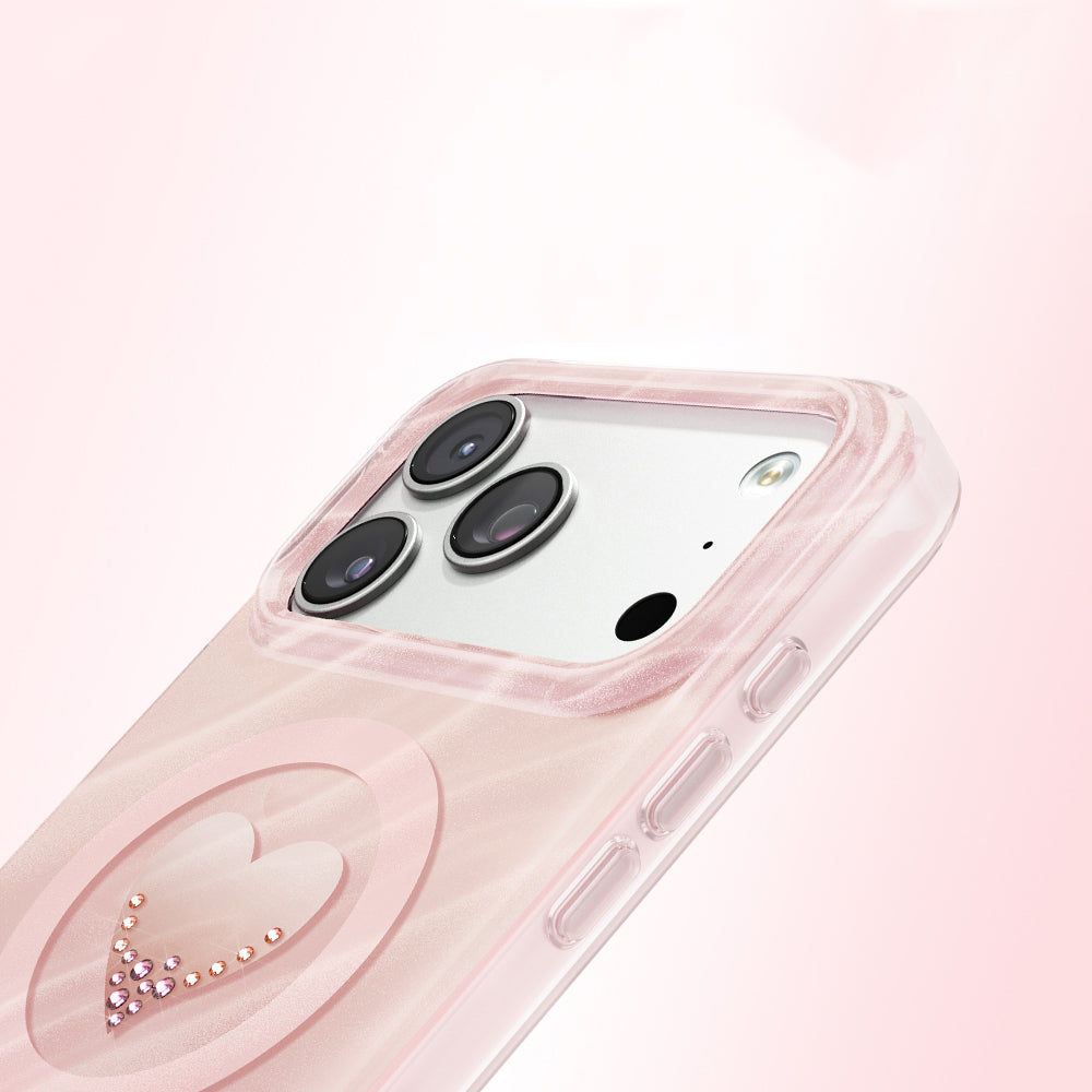 iPhone 17 Pro Max Kılıf M-Safe Şarj Özellikli Orijinal Swarovski Taşlı Zore Paris Rovix Sert PC Kılıf