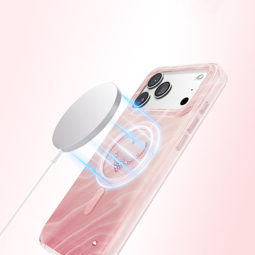 iPhone 17 Pro Max Kılıf M-Safe Şarj Özellikli Orijinal Swarovski Taşlı Zore Paris Rovix Sert PC Kılıf