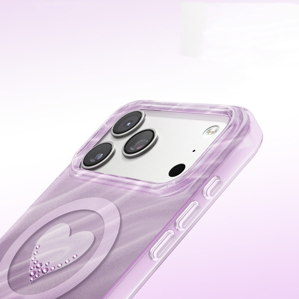 iPhone 17 Pro Max Kılıf M-Safe Şarj Özellikli Orijinal Swarovski Taşlı Zore Paris Rovix Sert PC Kılıf