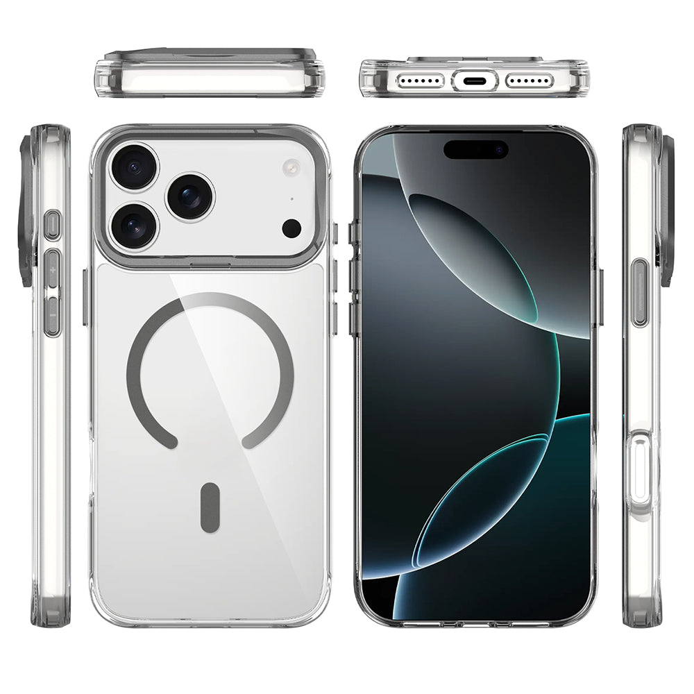 iPhone 17 Pro Max Kılıf M-safe Şarj Özellikli Airbagli Kamera Standlı Zore Azor Kılıf