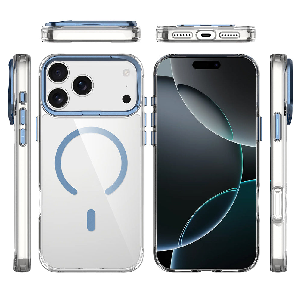 iPhone 17 Pro Max Kılıf M-safe Şarj Özellikli Airbagli Kamera Standlı Zore Azor Kılıf