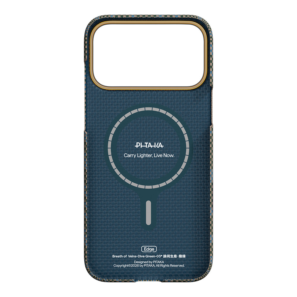 iPhone 17 Pro Max Kılıf M-safe Şarj Özellikli Aramid Karbon Fiber Pitaka Breath of Veins Serisi Kılıf