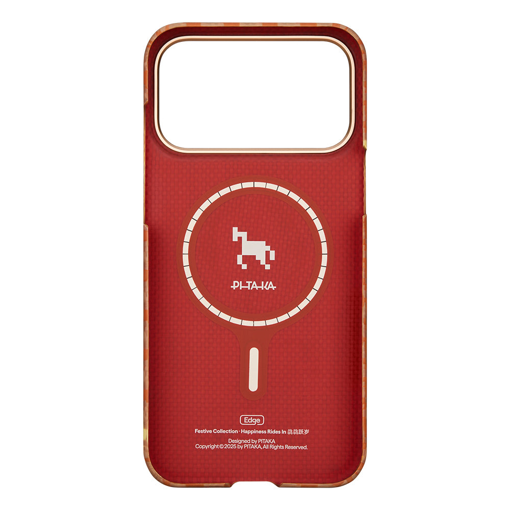 iPhone 17 Pro Max Kılıf M-safe Şarj Özellikli Aramid Karbon Fiber Pitaka Edge Serisi Happiness Rides Kılıf