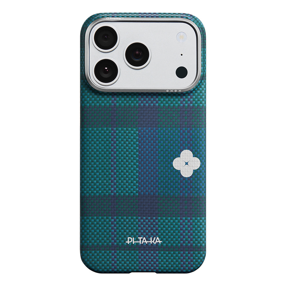 iPhone 17 Pro Max Kılıf M-safe Şarj Özellikli Aramid Karbon Fiber Pitaka Flora in Grid Serisi Kılıf