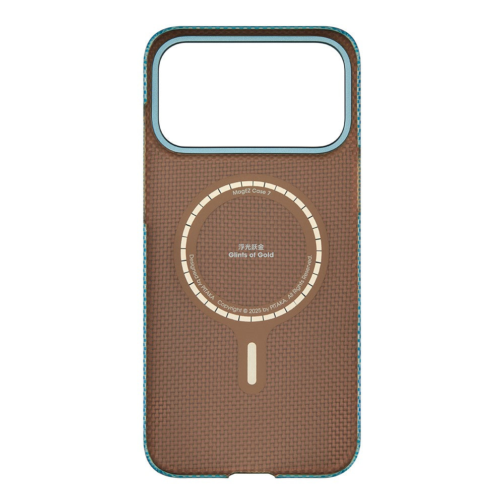iPhone 17 Pro Max Kılıf M-safe Şarj Özellikli Aramid Karbon Fiber Pitaka Glints of Gold Ultra Slim Serisi Kılıf