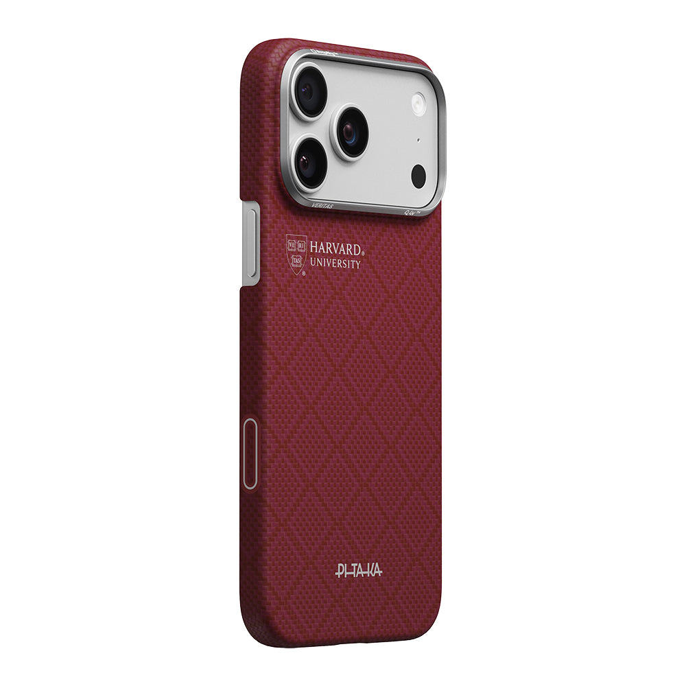 iPhone 17 Pro Max Kılıf M-safe Şarj Özellikli Aramid Karbon Fiber Pitaka Harvard University Serisi Kılıf