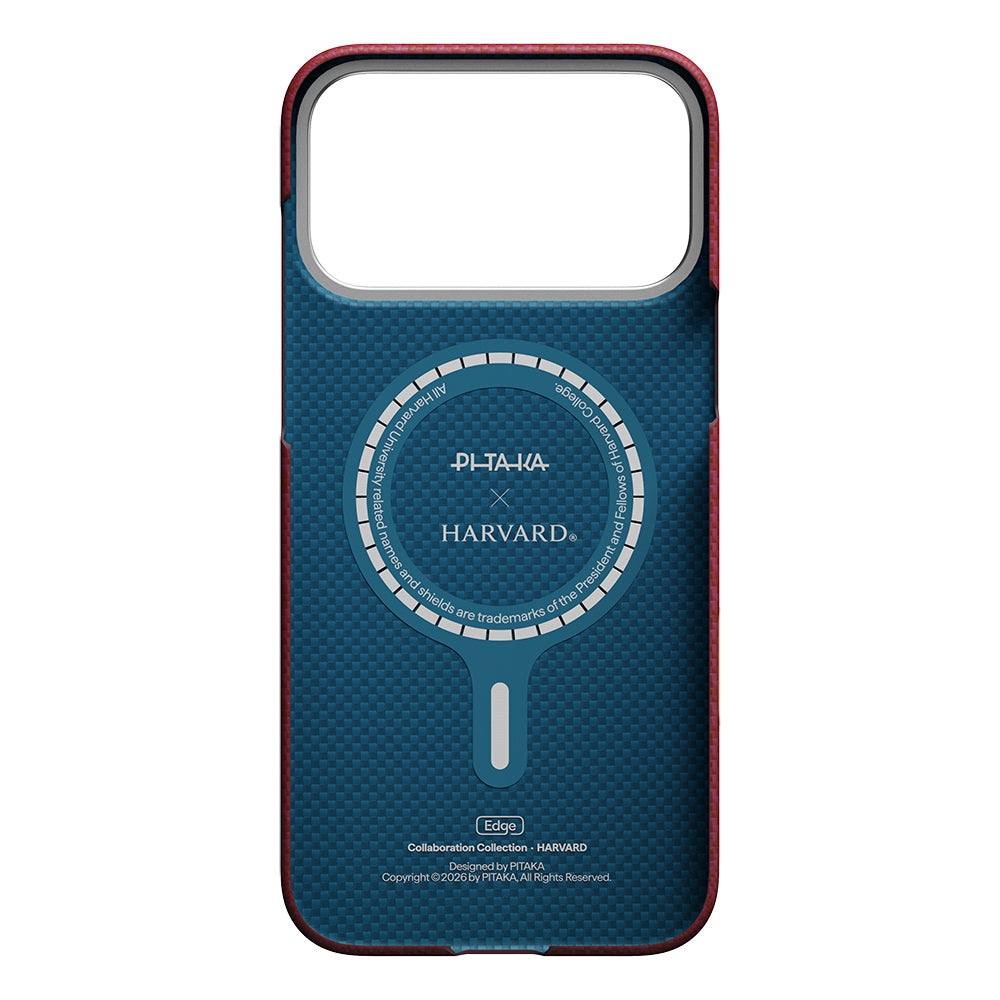 iPhone 17 Pro Max Kılıf M-safe Şarj Özellikli Aramid Karbon Fiber Pitaka Harvard University Serisi Kılıf