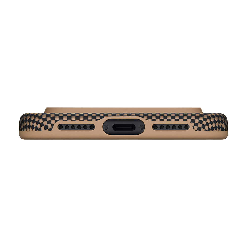 iPhone 17 Pro Max Kılıf M-safe Şarj Özellikli Aramid Karbon Fiber Pitaka Military-Grade Sunset-Moonrise Serisi Kılıf