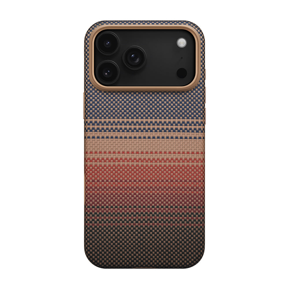 iPhone 17 Pro Max Kılıf M-safe Şarj Özellikli Aramid Karbon Fiber Pitaka Military-Grade Sunset-Moonrise Serisi Kılıf