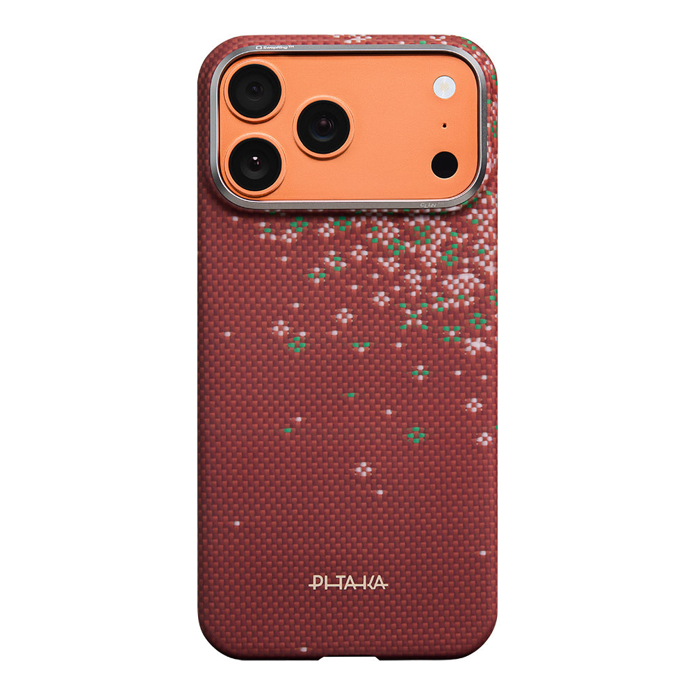 iPhone 17 Pro Max Kılıf M-safe Şarj Özellikli Aramid Karbon Fiber Pitaka Sakura Hours Serisi Kılıf