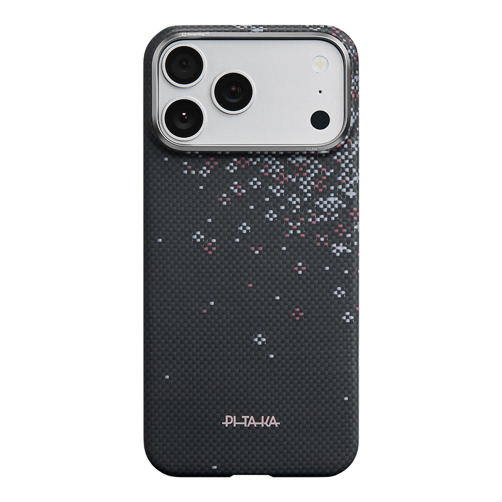 iPhone 17 Pro Max Kılıf M-safe Şarj Özellikli Aramid Karbon Fiber Pitaka Sakura Hours Serisi Kılıf