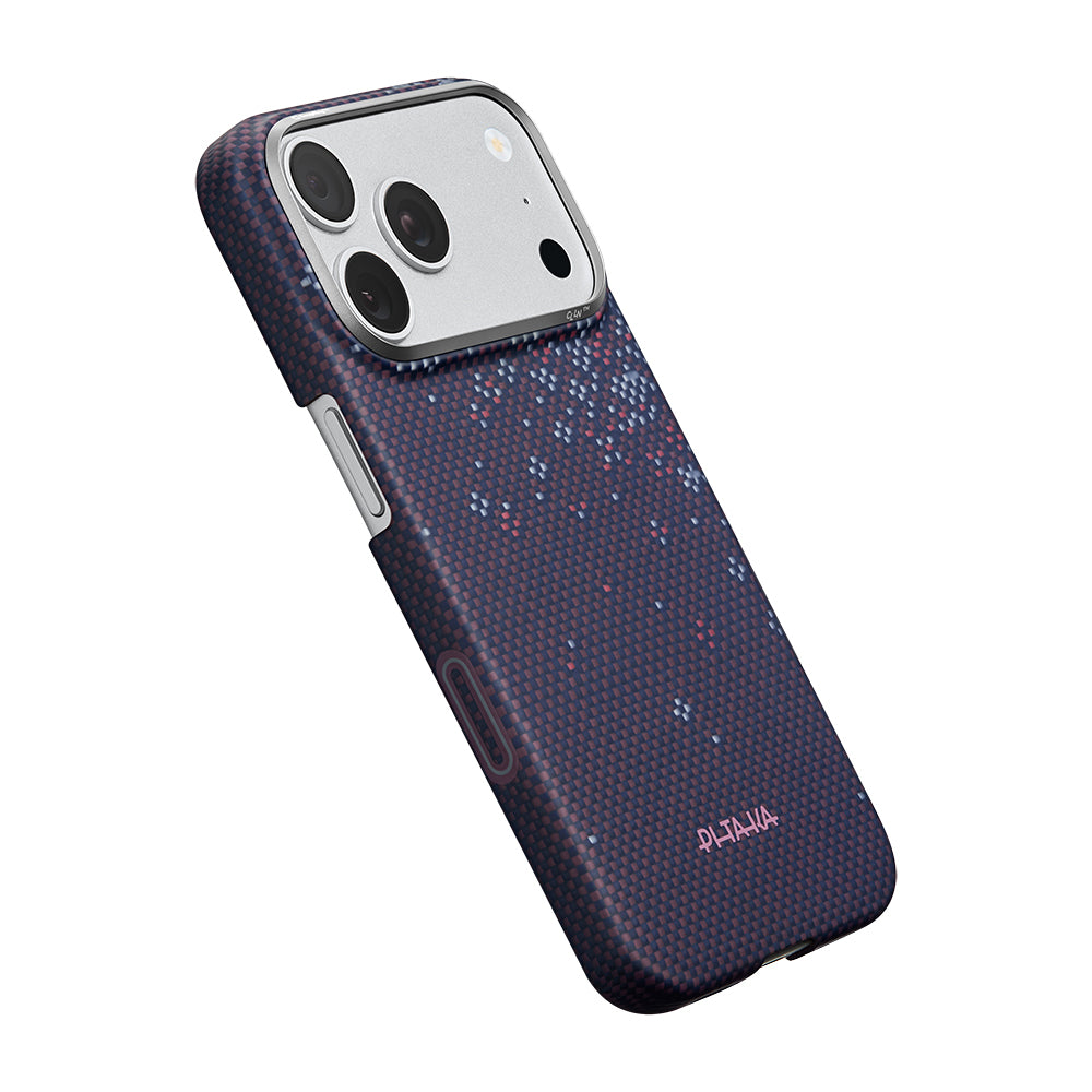 iPhone 17 Pro Max Kılıf M-safe Şarj Özellikli Aramid Karbon Fiber Pitaka Sakura Hours Serisi Kılıf