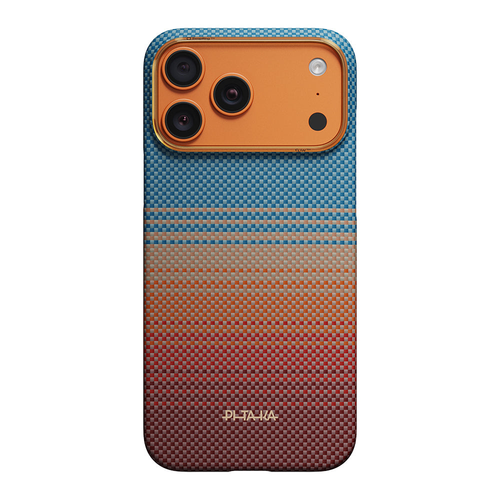 iPhone 17 Pro Max Kılıf M-safe Şarj Özellikli Aramid Karbon Fiber Pitaka Sunset 2.0 California Dream Serisi Kılıf
