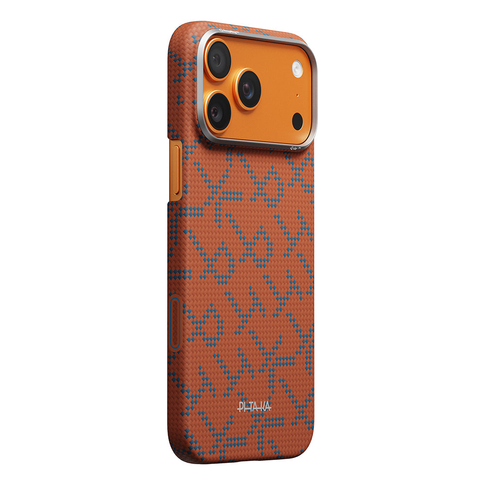 iPhone 17 Pro Max Kılıf M-safe Şarj Özellikli Aramid Karbon Fiber Pitaka Tactile Woven Monogram Serisi Kılıf