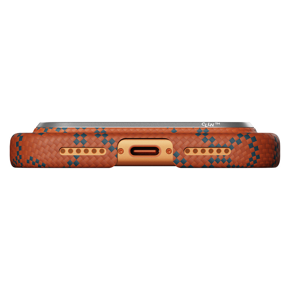 iPhone 17 Pro Max Kılıf M-safe Şarj Özellikli Aramid Karbon Fiber Pitaka Tactile Woven Monogram Serisi Kılıf