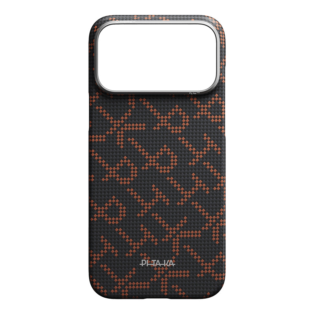 iPhone 17 Pro Max Kılıf M-safe Şarj Özellikli Aramid Karbon Fiber Pitaka Tactile Woven Monogram Serisi Kılıf
