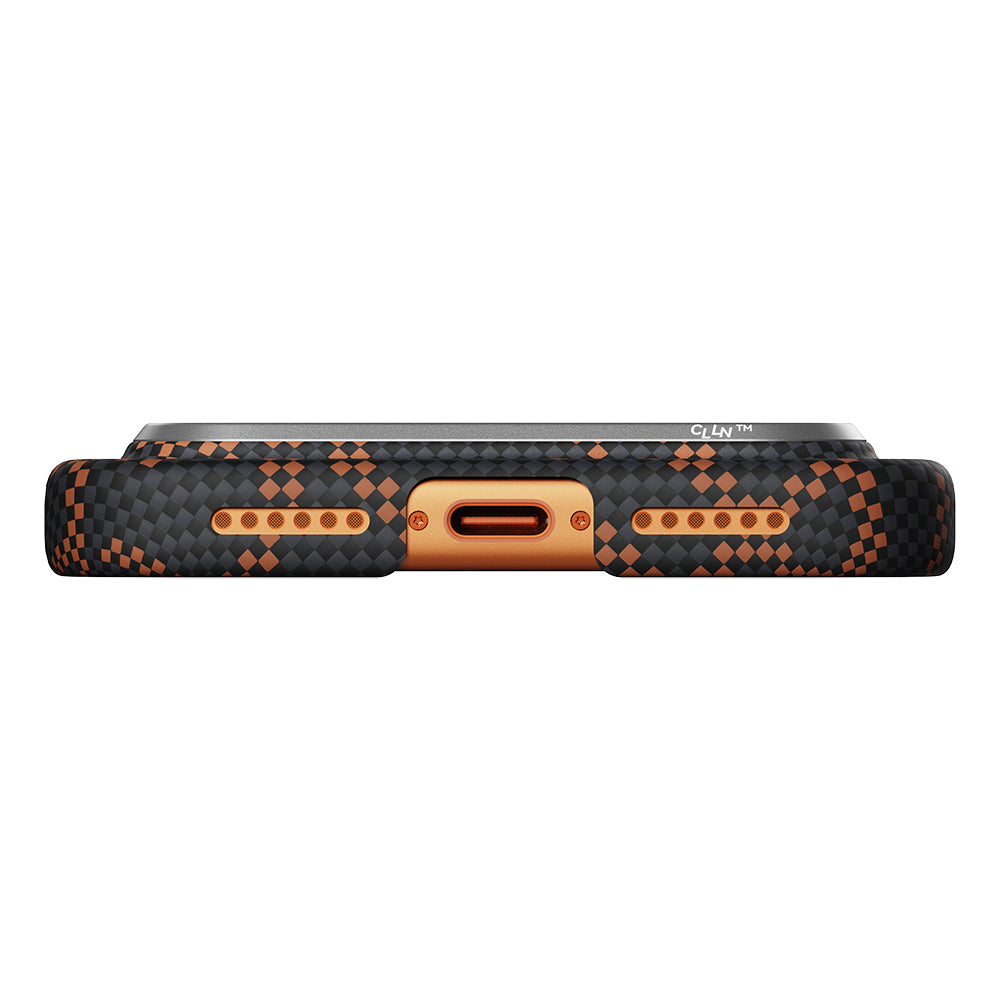 iPhone 17 Pro Max Kılıf M-safe Şarj Özellikli Aramid Karbon Fiber Pitaka Tactile Woven Monogram Serisi Kılıf