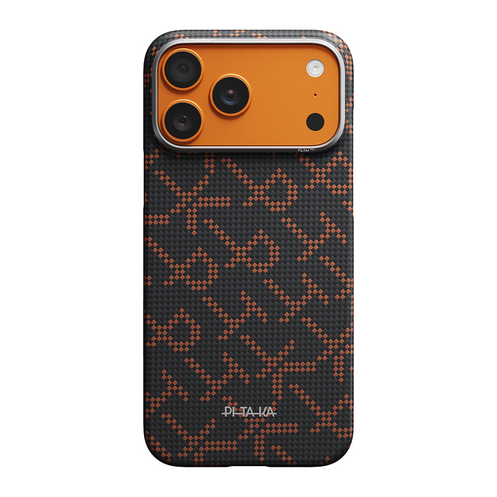 iPhone 17 Pro Max Kılıf M-safe Şarj Özellikli Aramid Karbon Fiber Pitaka Tactile Woven Monogram Serisi Kılıf
