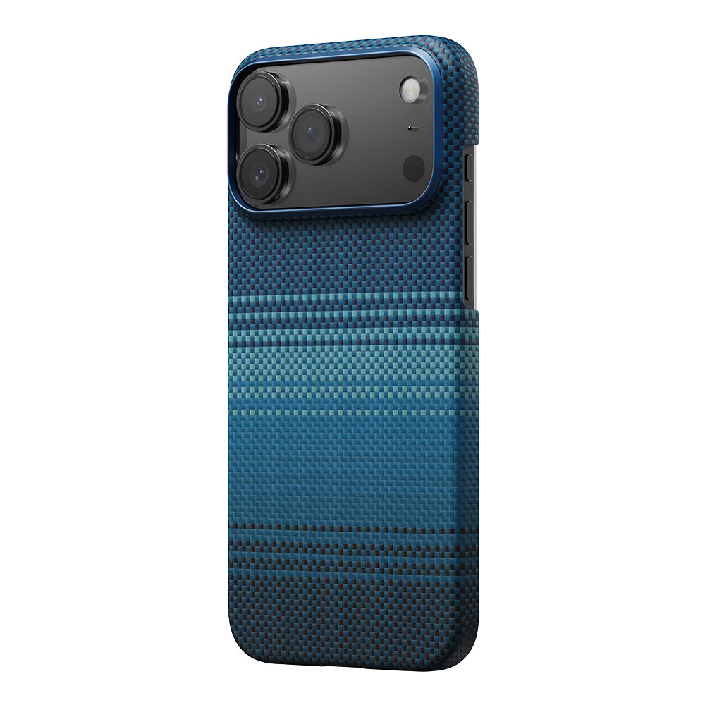 iPhone 17 Pro Max Kılıf M-safe Şarj Özellikli Aramid Karbon Fiber Pitaka Tactile Woven Sunset-Moonrise Serisi Kılıf