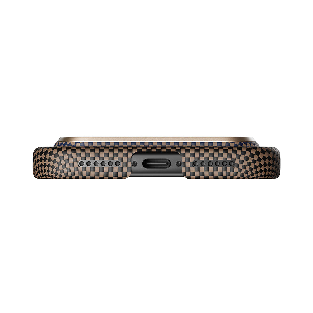 iPhone 17 Pro Max Kılıf M-safe Şarj Özellikli Aramid Karbon Fiber Pitaka Tactile Woven Sunset-Moonrise Serisi Kılıf