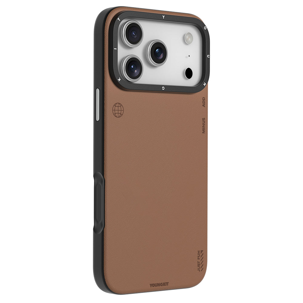 iPhone 17 Pro Max Kılıf M-safe Şarj Özellikli Basit Mat Deri Desenli Youngkit Tech Fashion Serisi Kılıf