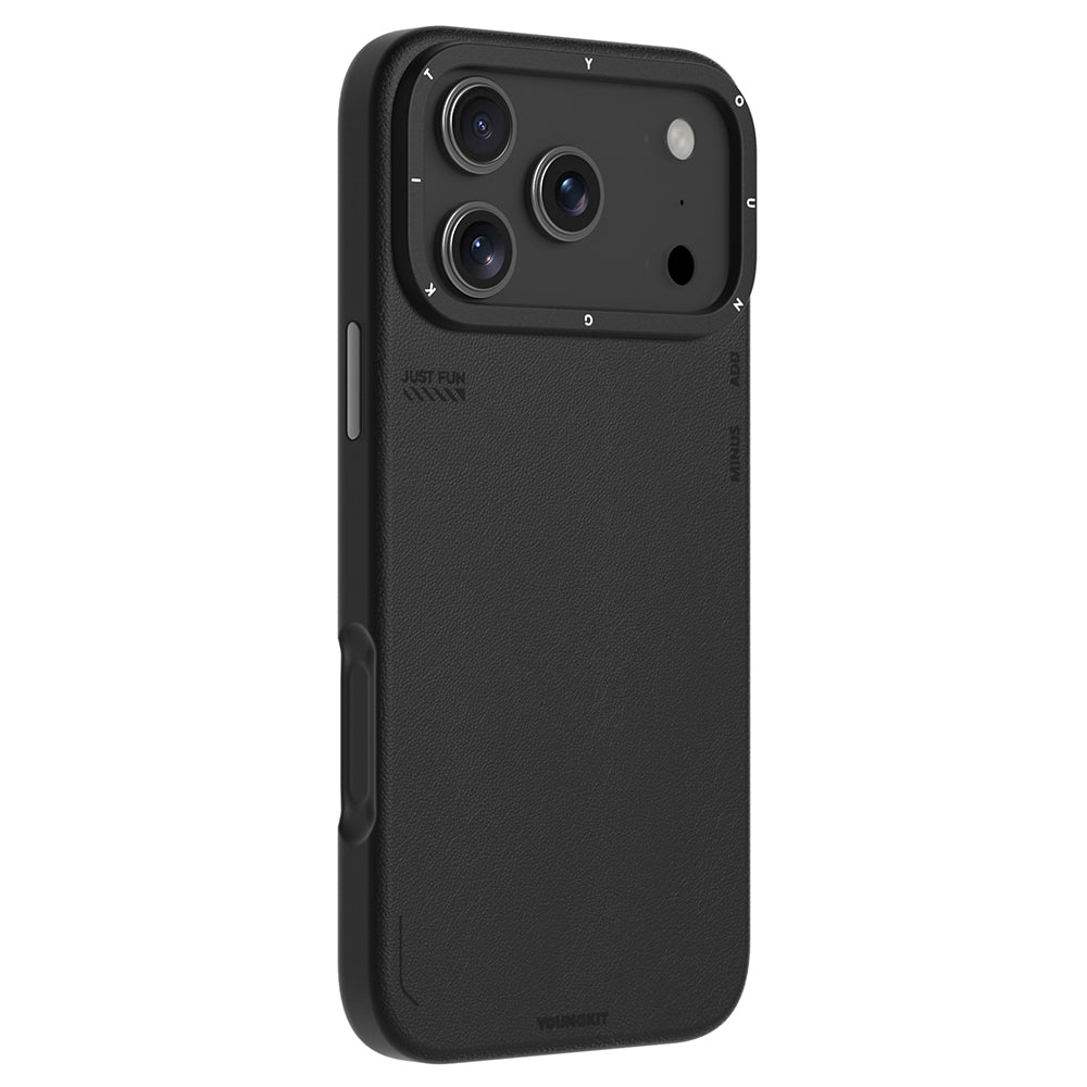 iPhone 17 Pro Max Kılıf M-safe Şarj Özellikli Basit Mat Deri Desenli Youngkit Tech Fashion Serisi Kılıf