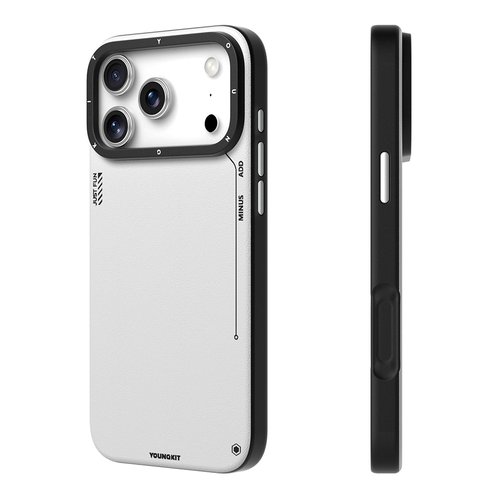 iPhone 17 Pro Max Kılıf M-safe Şarj Özellikli Basit Mat Deri Desenli Youngkit Tech Fashion Serisi Kılıf