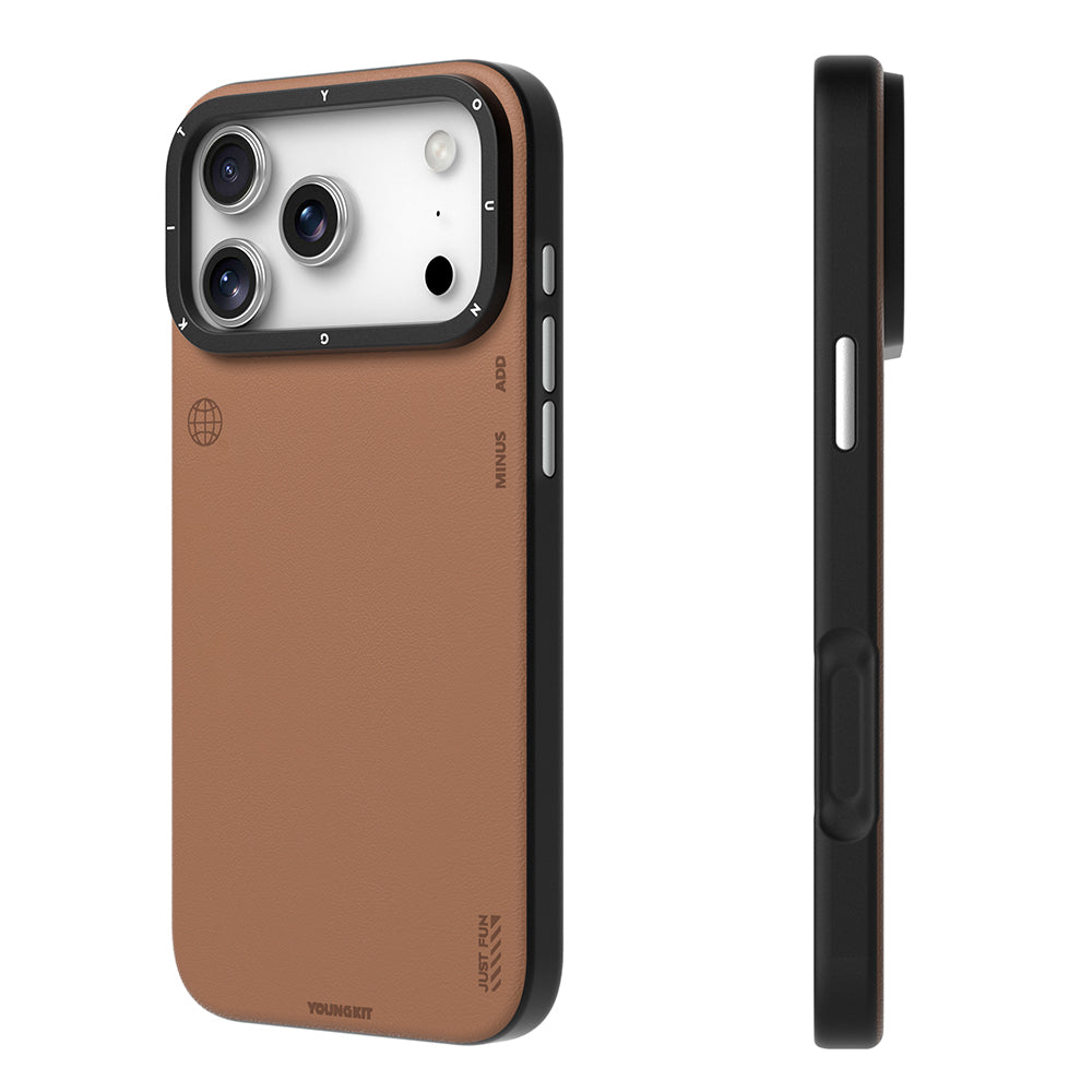 iPhone 17 Pro Max Kılıf M-safe Şarj Özellikli Basit Mat Deri Desenli Youngkit Tech Fashion Serisi Kılıf