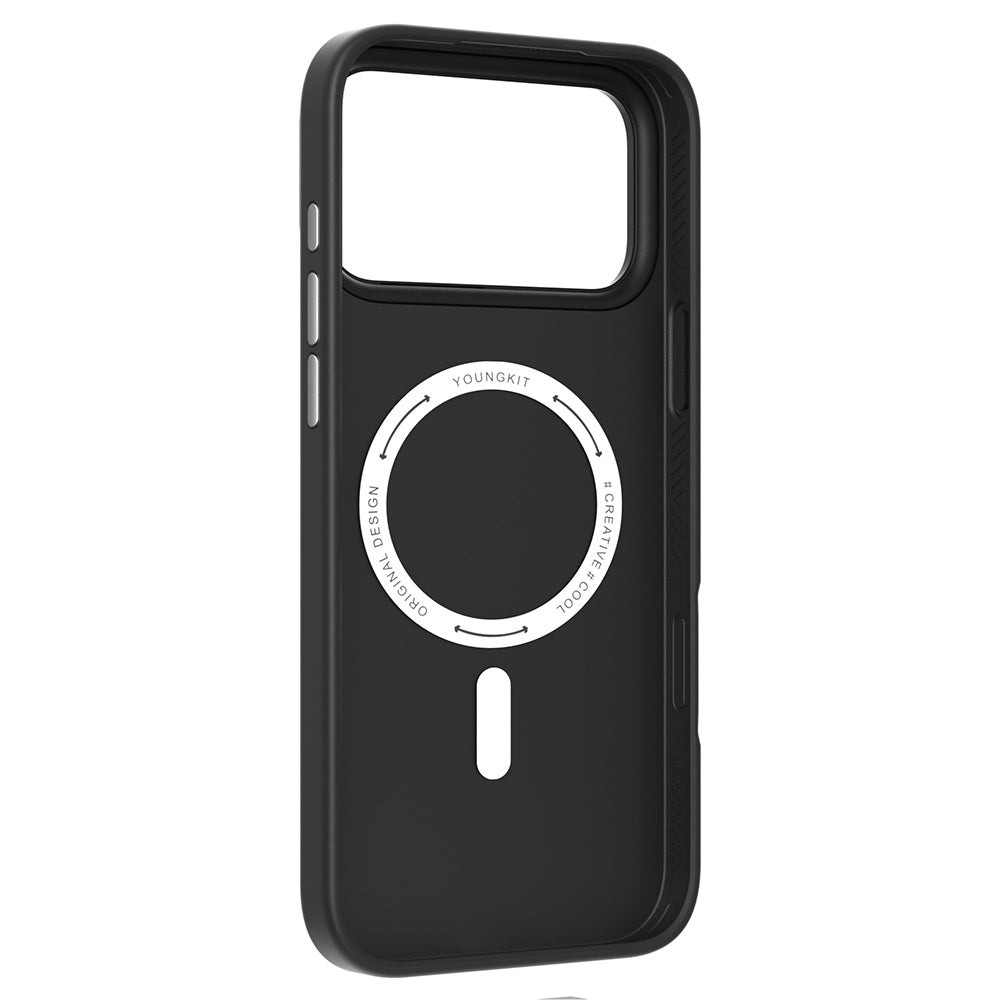 iPhone 17 Pro Max Kılıf M-safe Şarj Özellikli Basit Mat Deri Desenli Youngkit Tech Fashion Serisi Kılıf