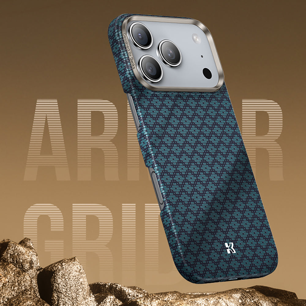 iPhone 17 Pro Max Kılıf M-Safe Şarj Özellikli Benks ArmorAir ArmorGrid Serisi Kevlar Karbon Kılıf