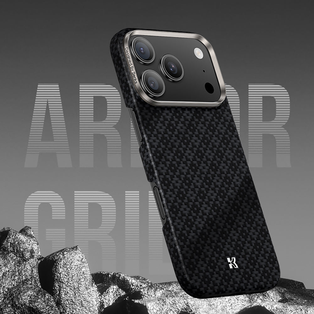 iPhone 17 Pro Max Kılıf M-Safe Şarj Özellikli Benks ArmorAir ArmorGrid Serisi Kevlar Karbon Kılıf