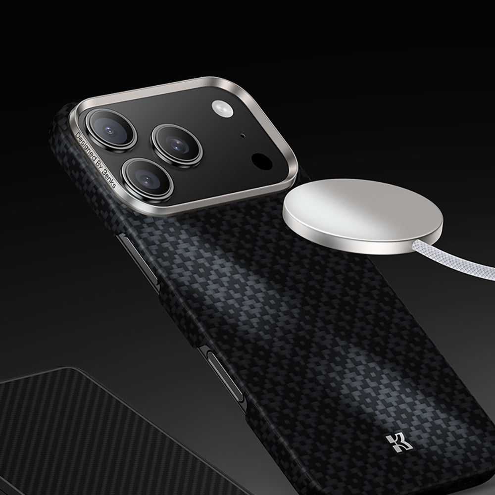 iPhone 17 Pro Max Kılıf M-Safe Şarj Özellikli Benks ArmorAir ArmorGrid Serisi Kevlar Karbon Kılıf