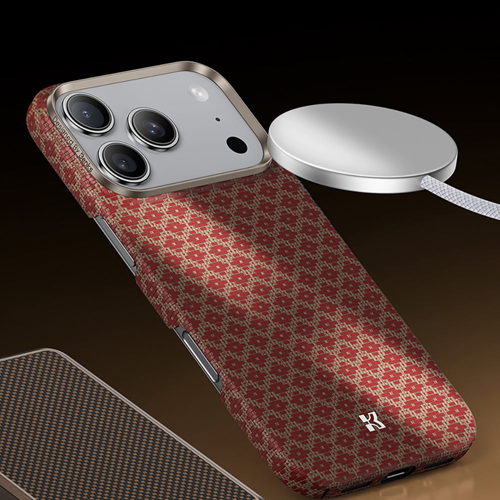 iPhone 17 Pro Max Kılıf M-Safe Şarj Özellikli Benks ArmorAir ArmorGrid Serisi Kevlar Karbon Kılıf